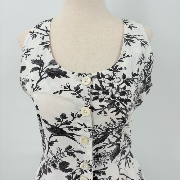 J. Peterman Floral Button Down Sleeveless Midi Shirt Dress Zero - Picture 5 of 12